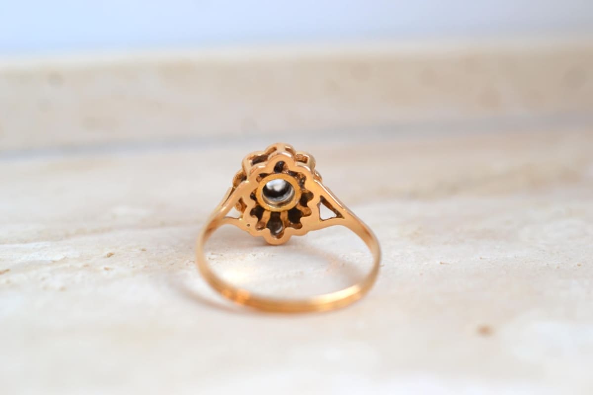 bague fleur or jaune et blanc