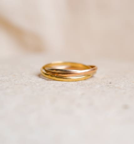 Bague 3 anneaux en Or jaune, Or blanc et Or rose style Trinity