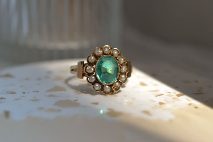 Bague perle fine Belle Époque