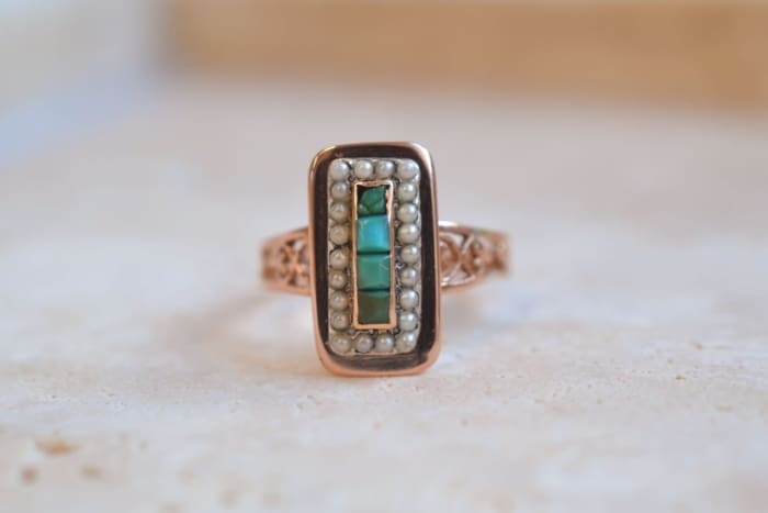 bague or et perle Napoléon III