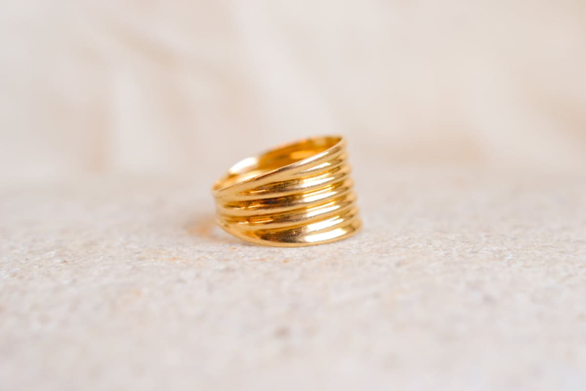 Bague bandeau rainurée en Or jaune 18 carats