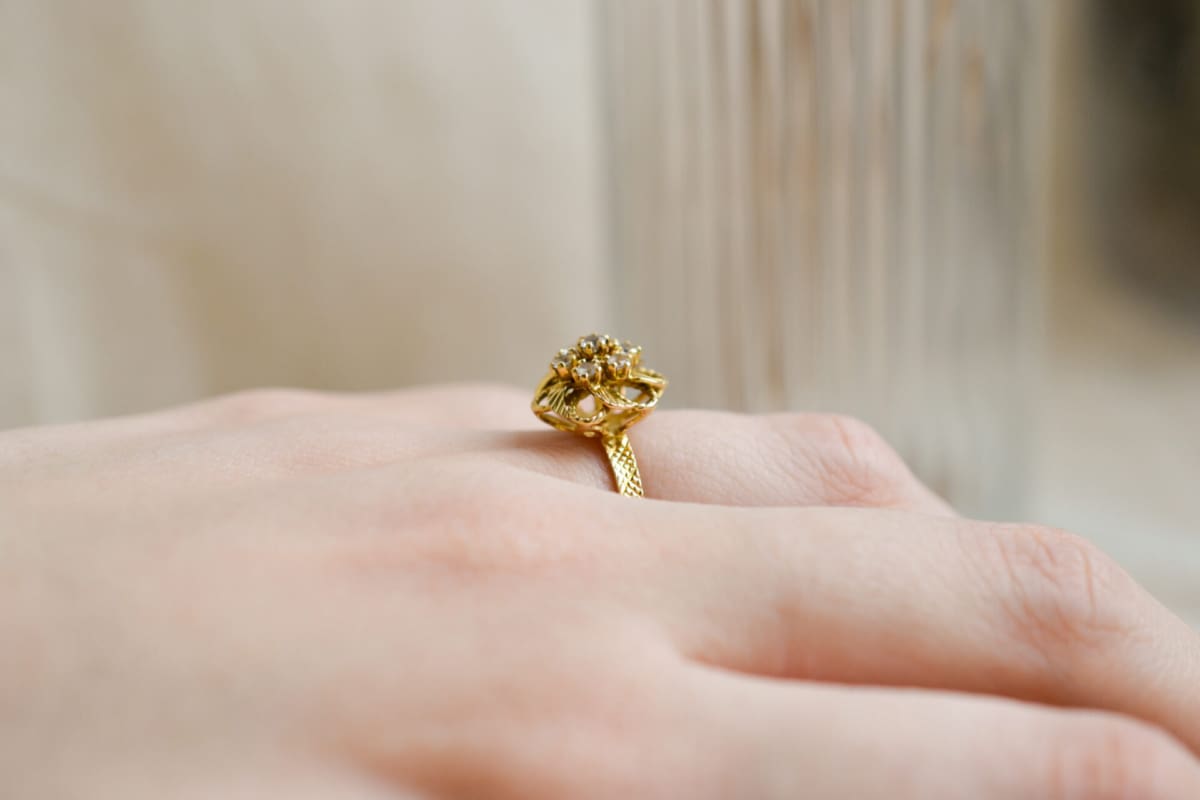 Bague de fiançailles ancienne en Or jaune 18 carats