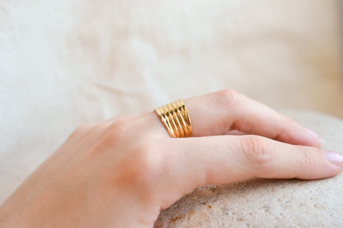 Bague de fiançailles bandeau en Or jaune 18 carats