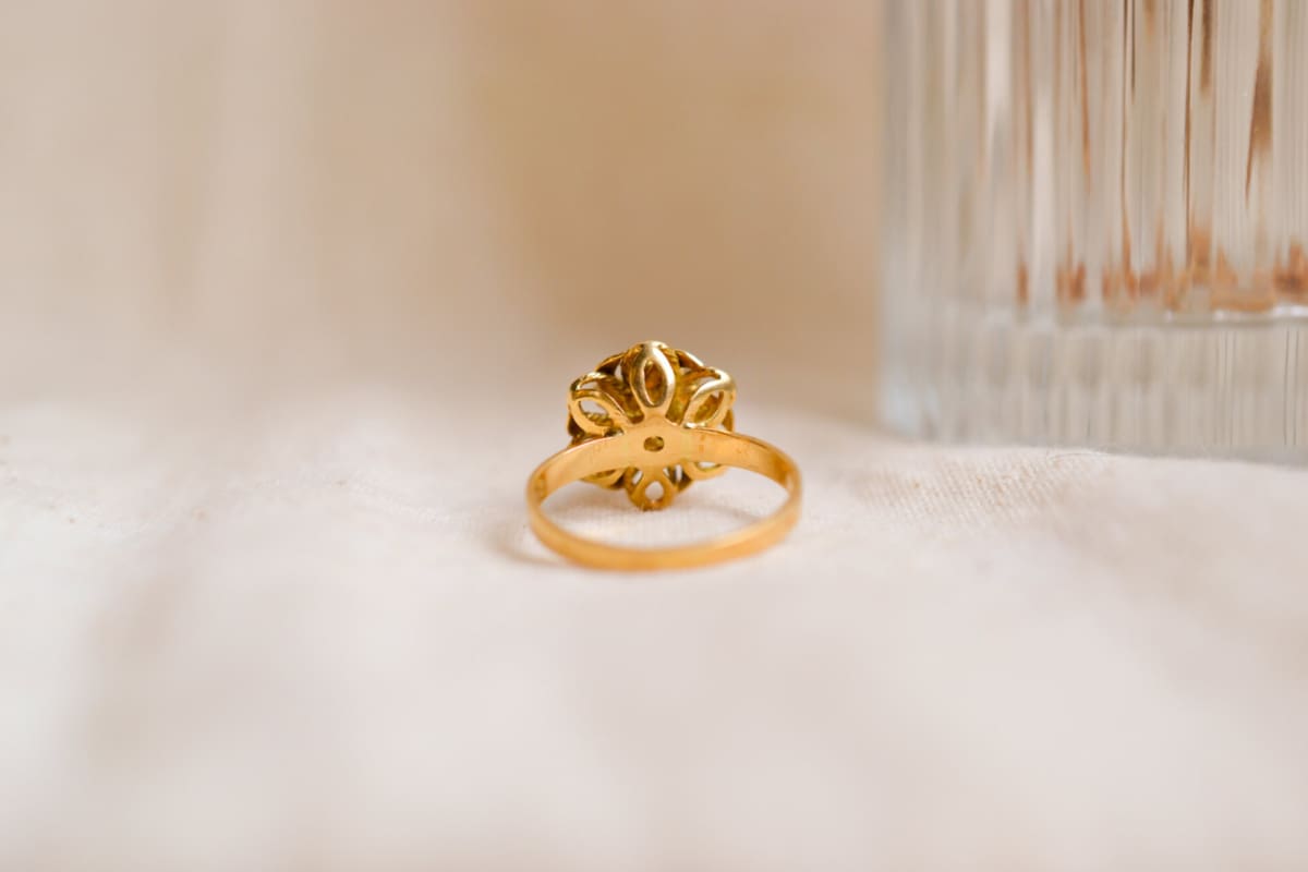 Bague fleur Vintage en Or jaune 18 carats