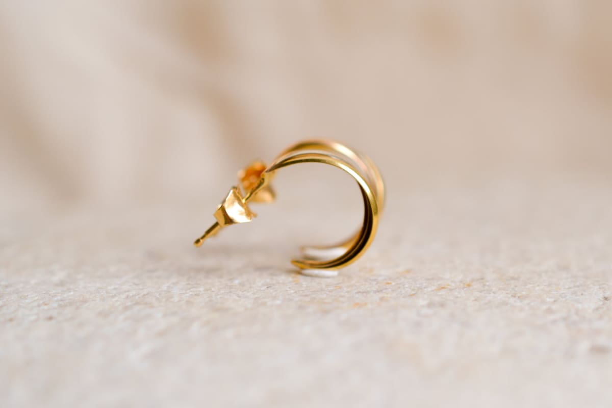 Boucles d'oreilles Vintage en Or jaune, Or blanc et Or rose 18 carats