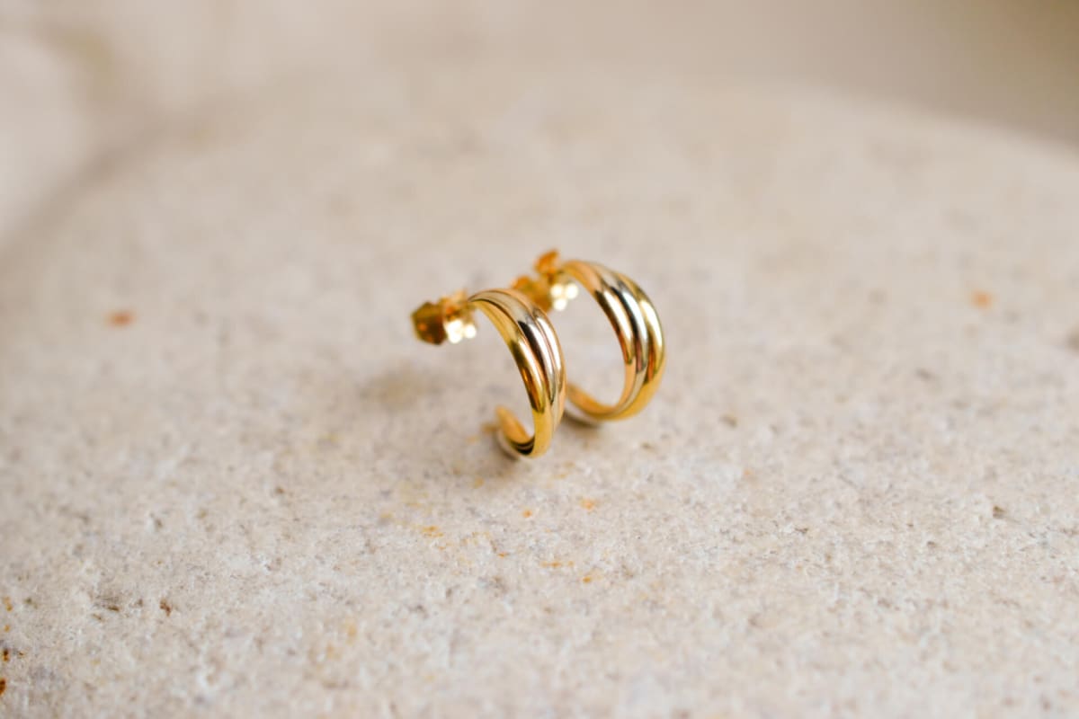 Créoles anciennes en Or jaune, Or blanc et Or rose 18 carats