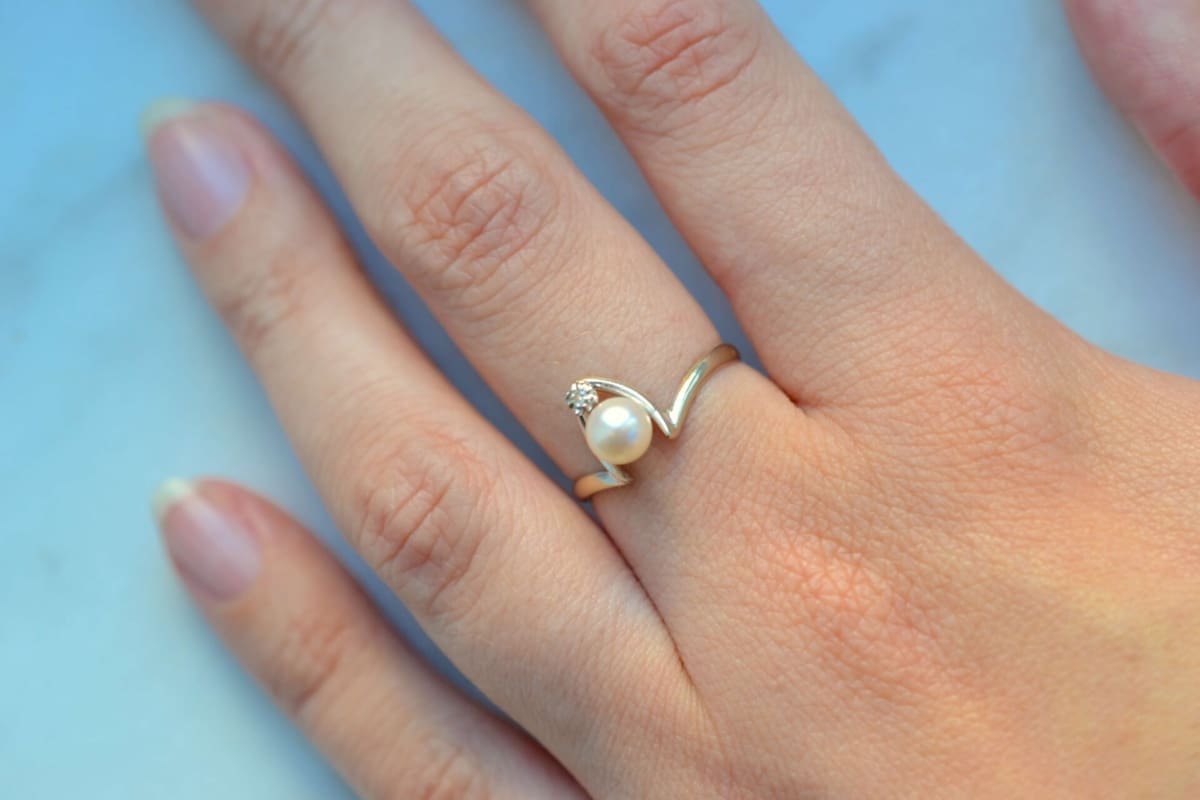bague perle diamant