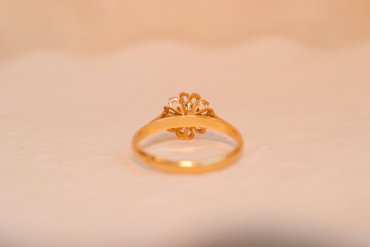Bague Vintage en Or jaune 18 carats ornée d'une Perle de culture