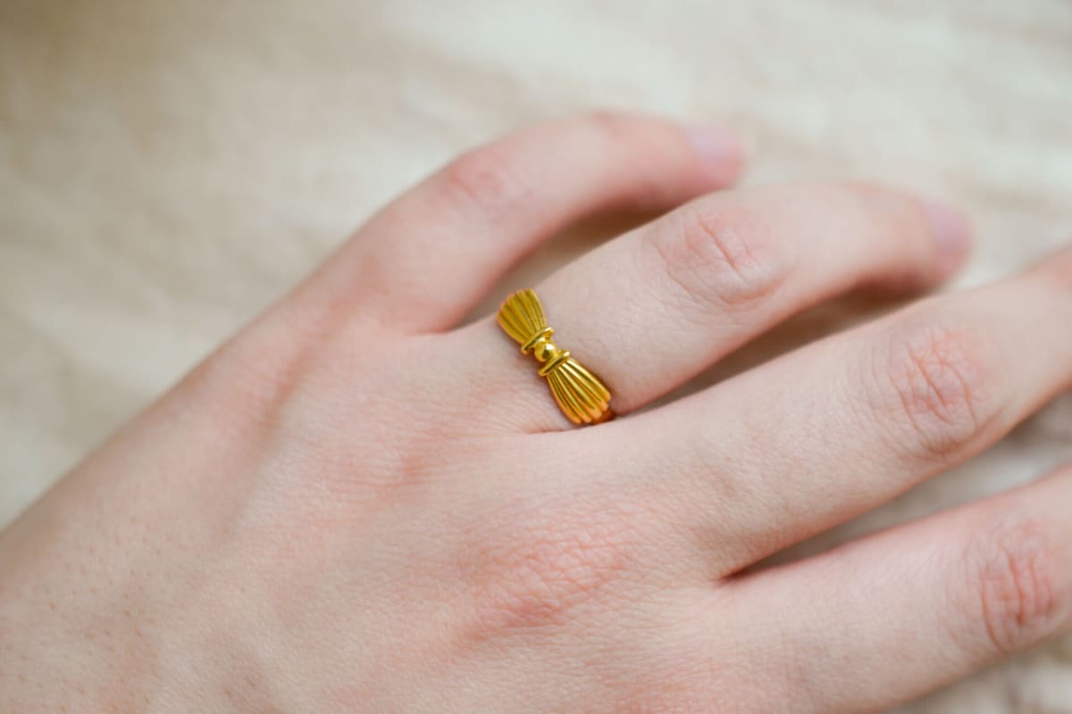 Bague de fiançailles en Or jaune 18 carats ornée d'un noeud