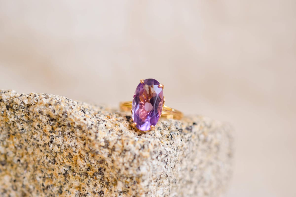 bague amethyste fleur