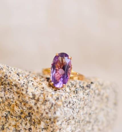 bague amethyste fleur