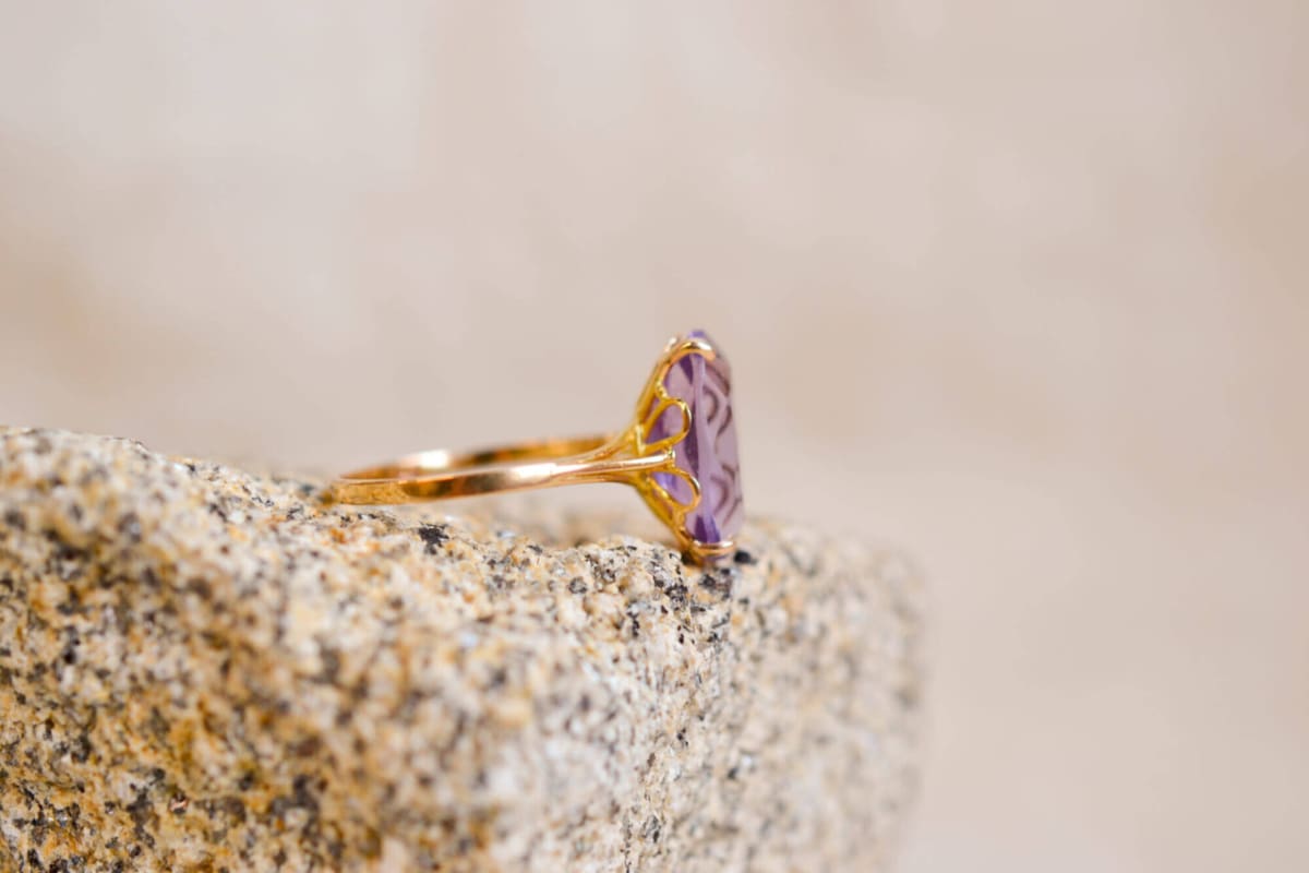 bague amethyste monture fleur