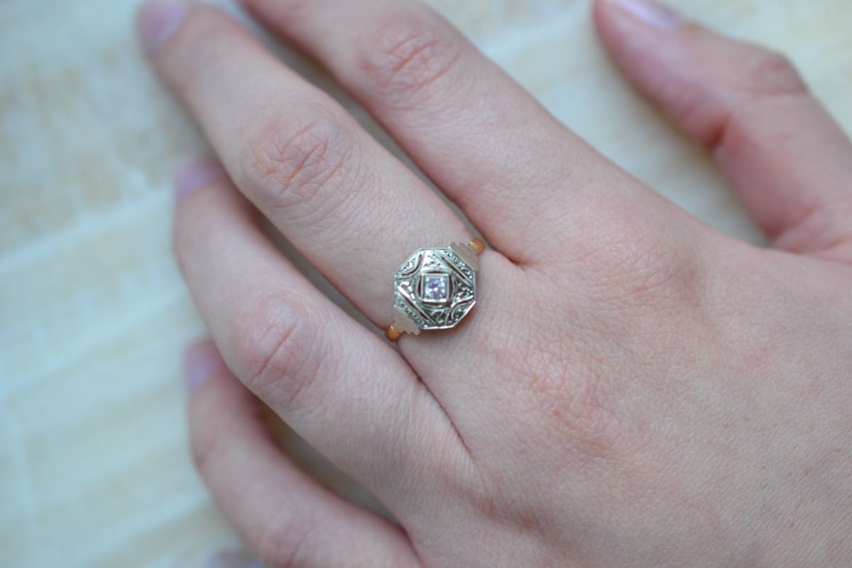 bague art deco octogonale