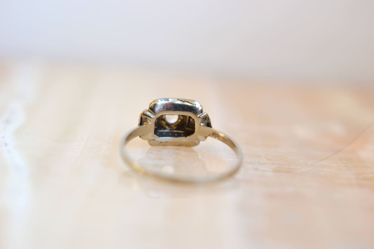 bague art deco pierre blanche