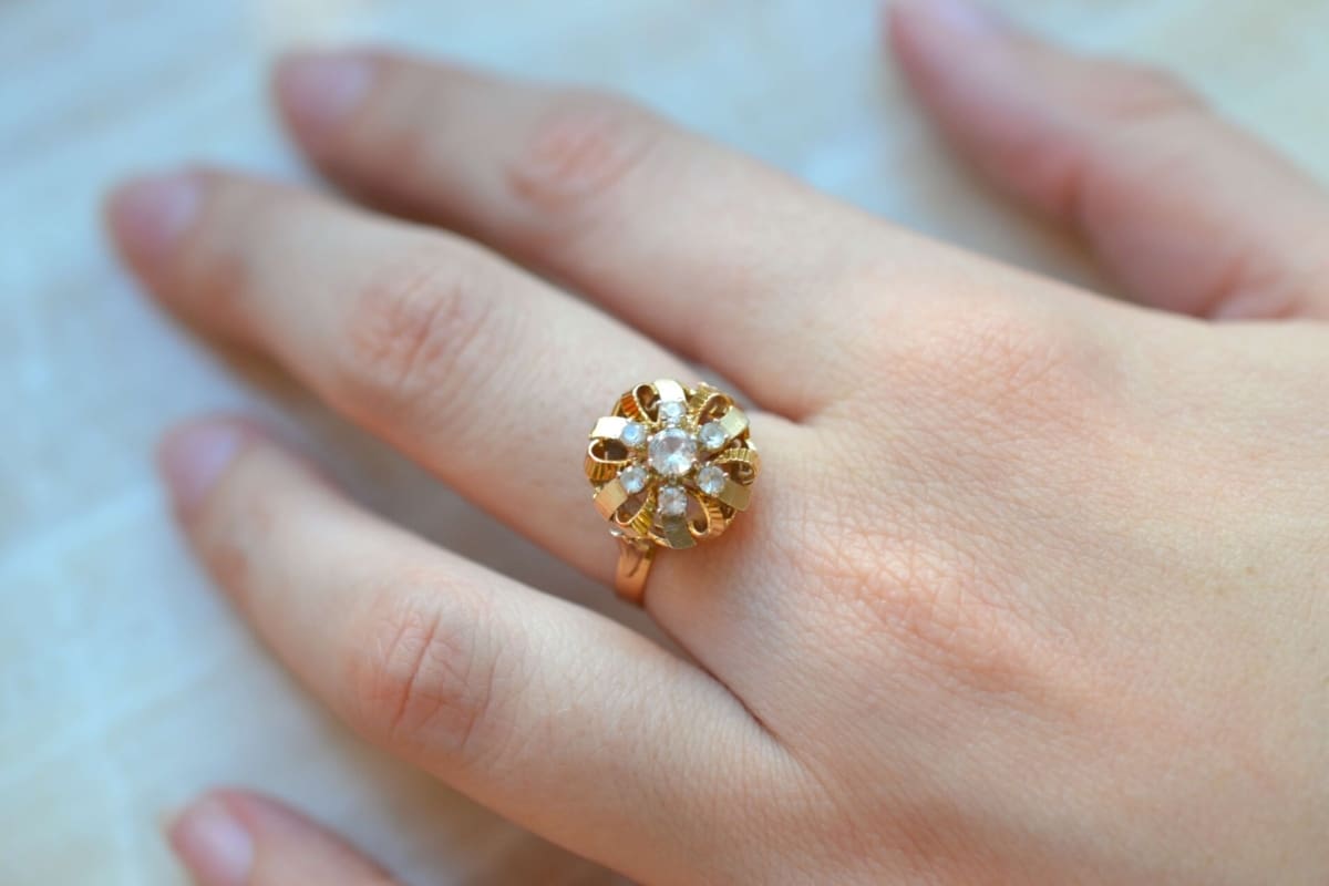 bague fleur 2 ors oxydes