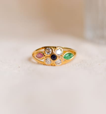 bague fleur oxydes