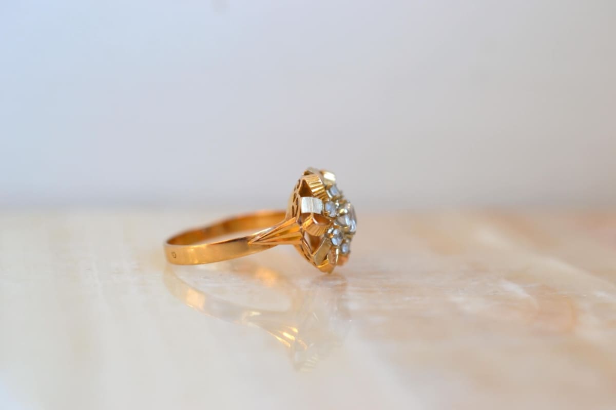 bague fleur striee oxydes