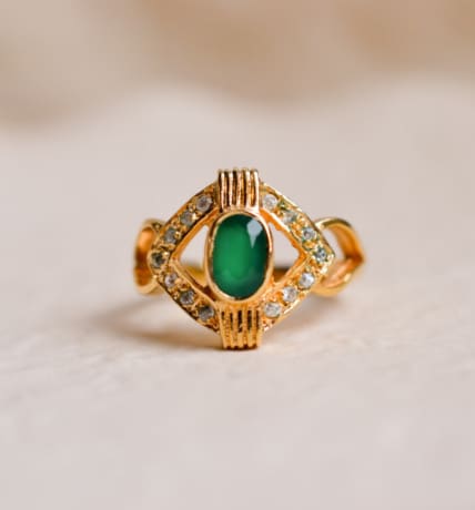 bague oeil egyptien chrysoprase