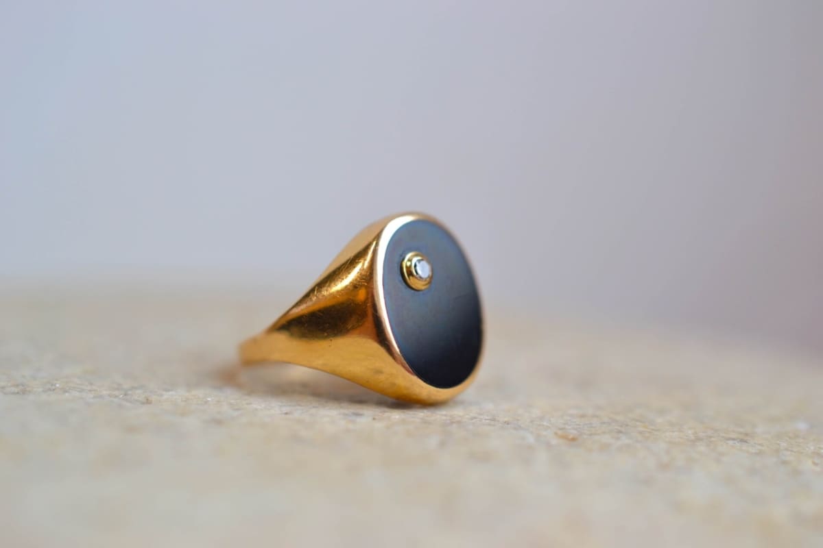 bague onyx et diamant