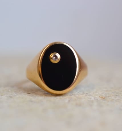 bague plaque onyx et diamant