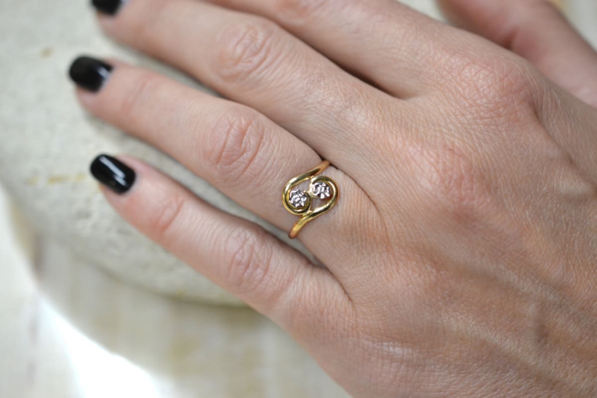 bague toi et moi or blanc et jaune