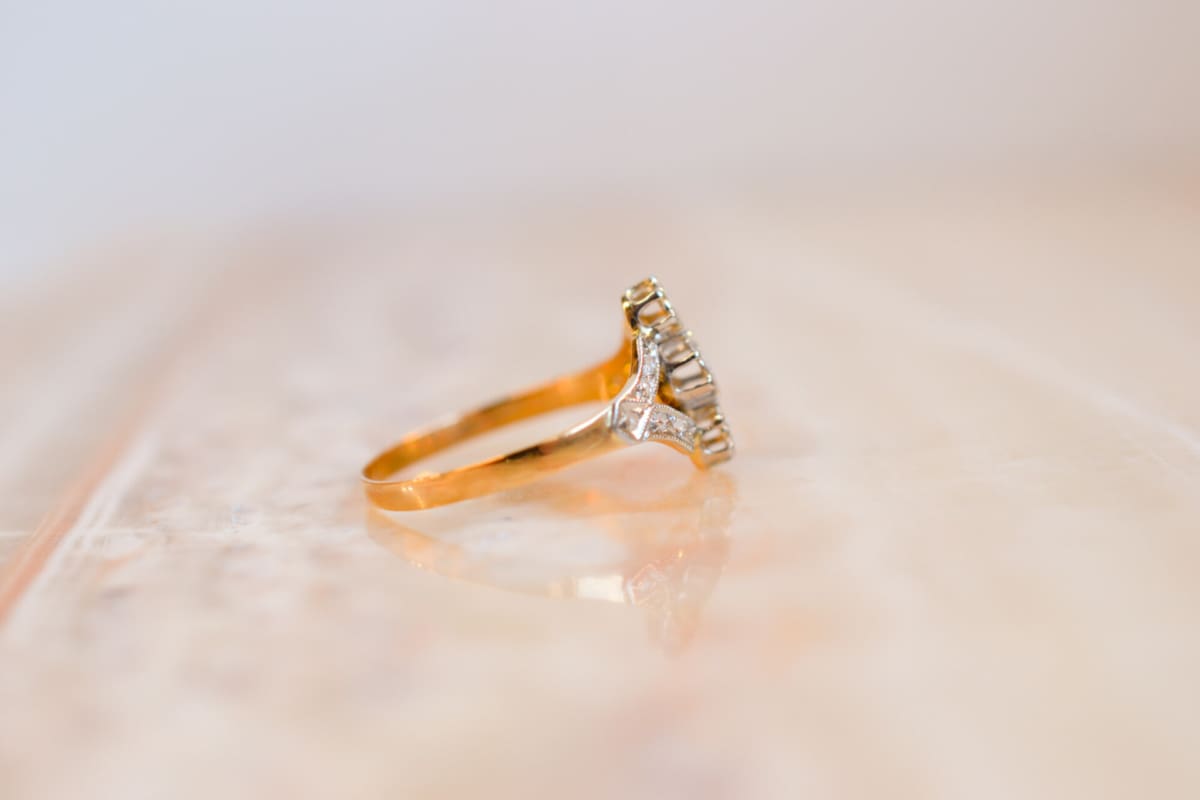 Bague Art Déco 2 Ors sertie de Diamants