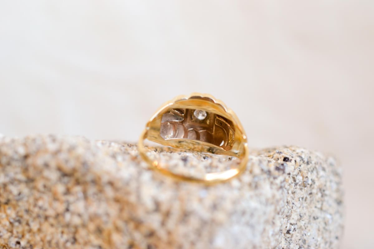 Bague Vintage style Tank en Or jaune 18 carats sertie d'un Diamant