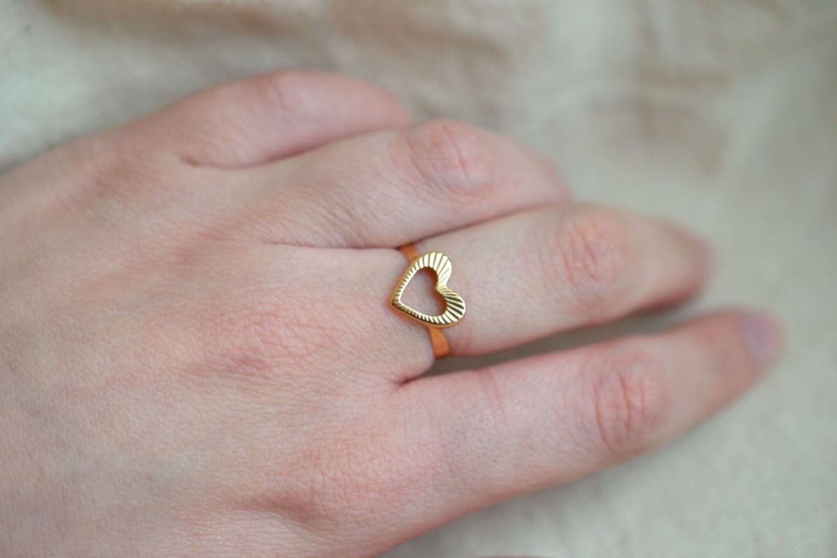 bague coeur striee ajouree
