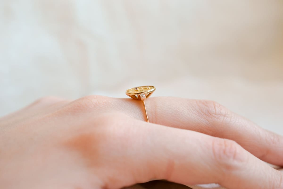 Bague de fiançailles Vintage en Or jaune 18 carats sertie de Diamants