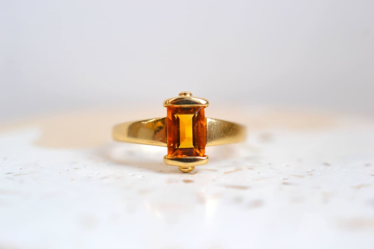 bague solitaire citrine rectangulaire