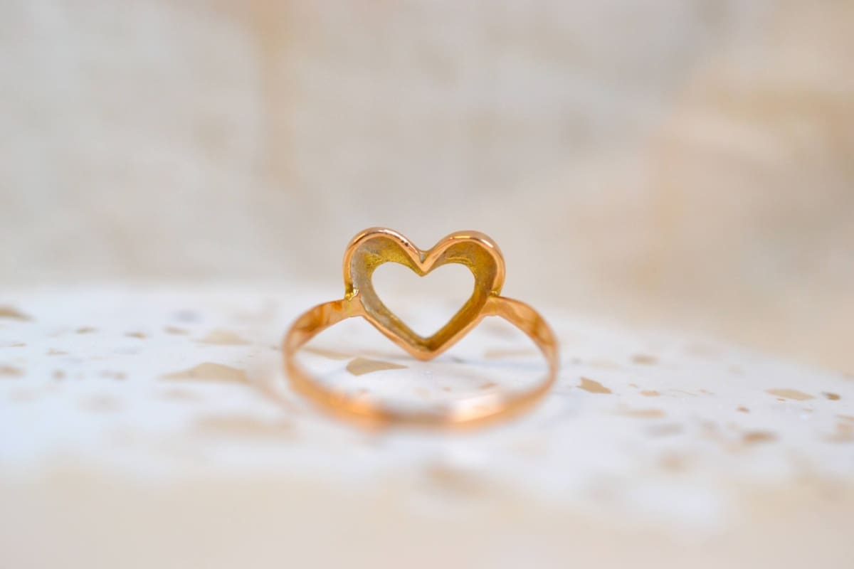 bague coeur ajouree striee