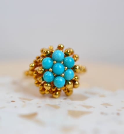 bague fleur turquoise