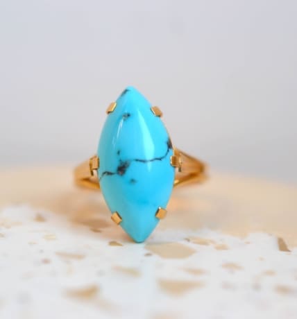 bague marquise cabochon turquoise
