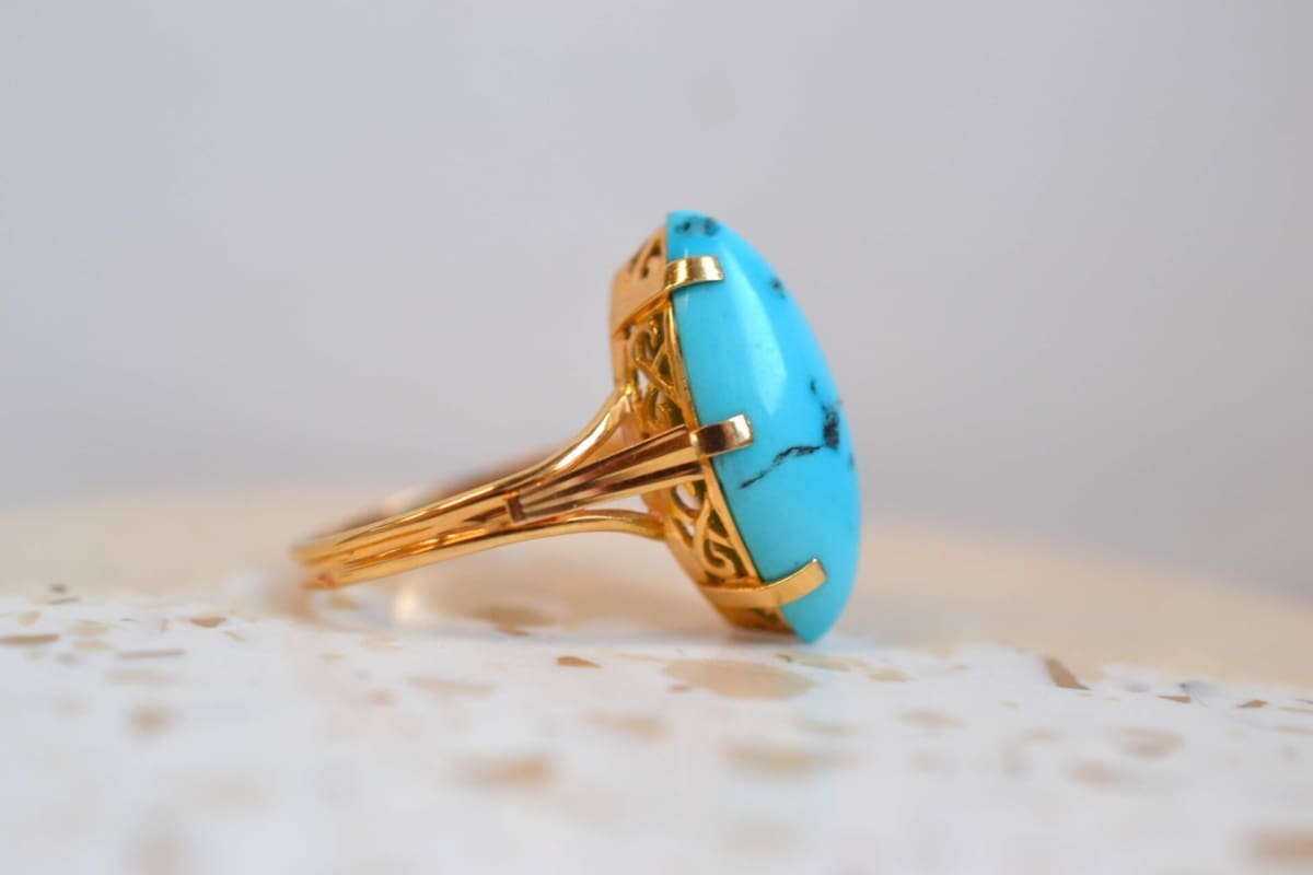 bague marquise turquoise