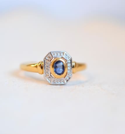 bague octogonale saphir