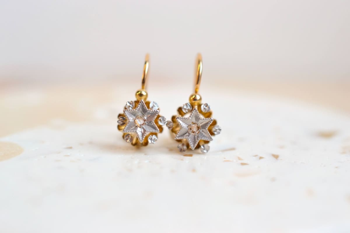 dormeuses etoiles 2 ors et diamants