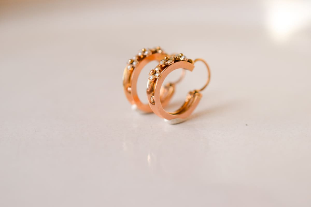 Créoles Vintage en Or rose 18 carats ornées de Perles fines