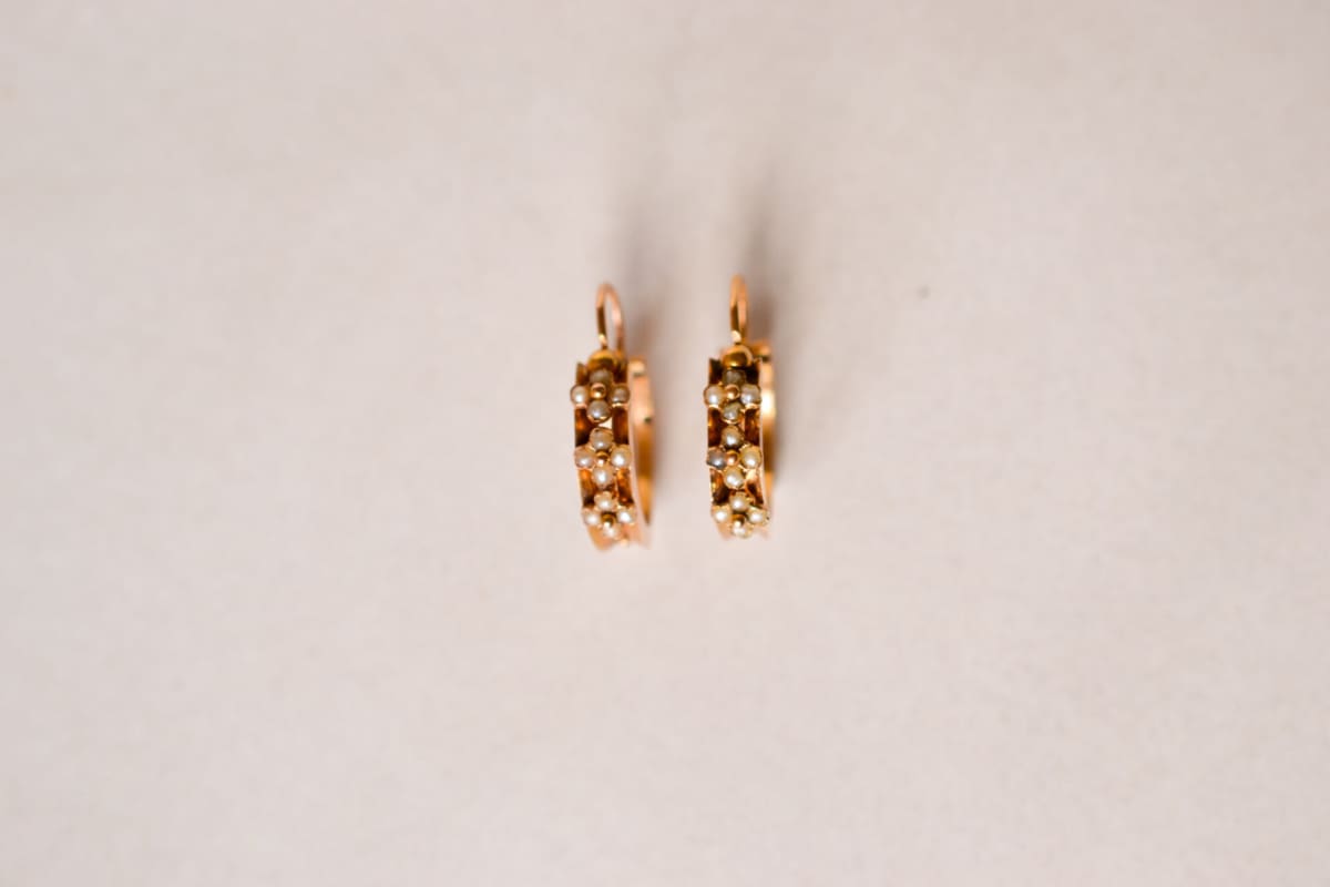 Créoles en Or rose 18 carats ornée de Perles fines