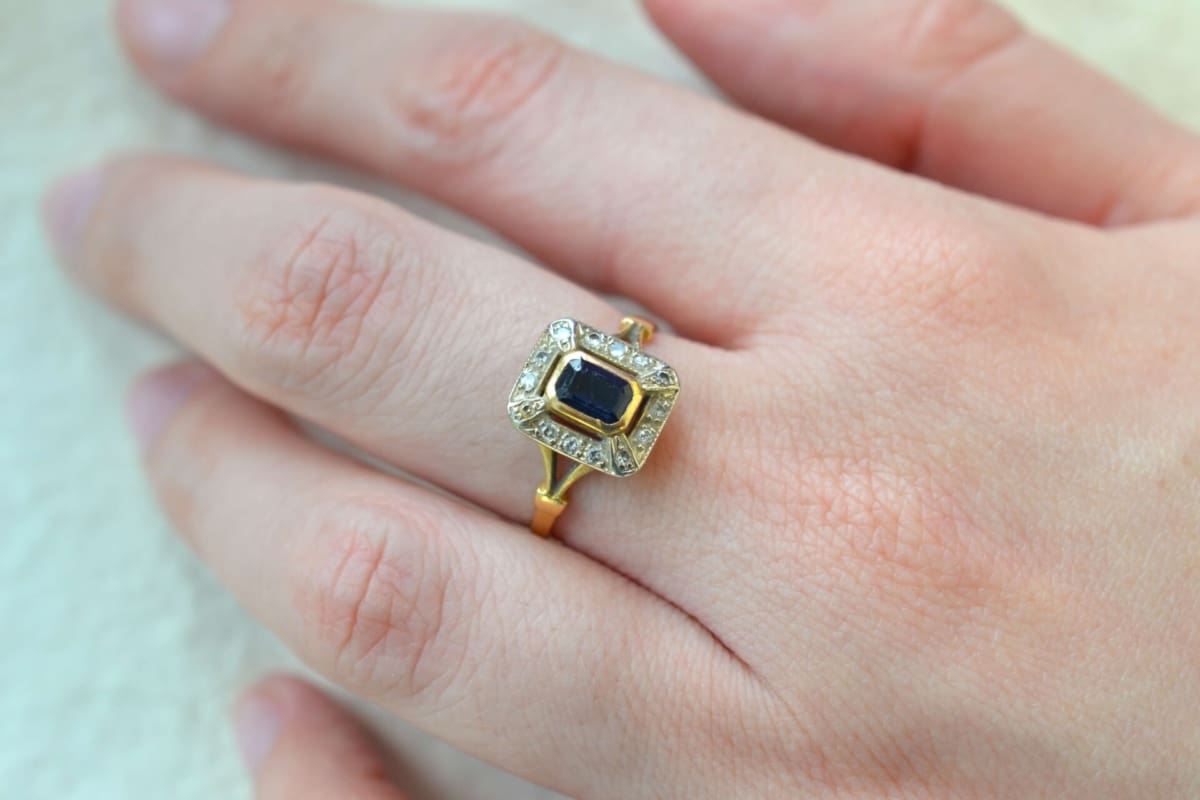 bague saphir diamants