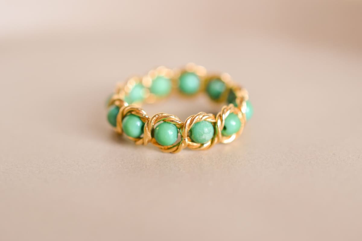 Bague Vintage en Or jaune 18 carats ornée de Turquoises