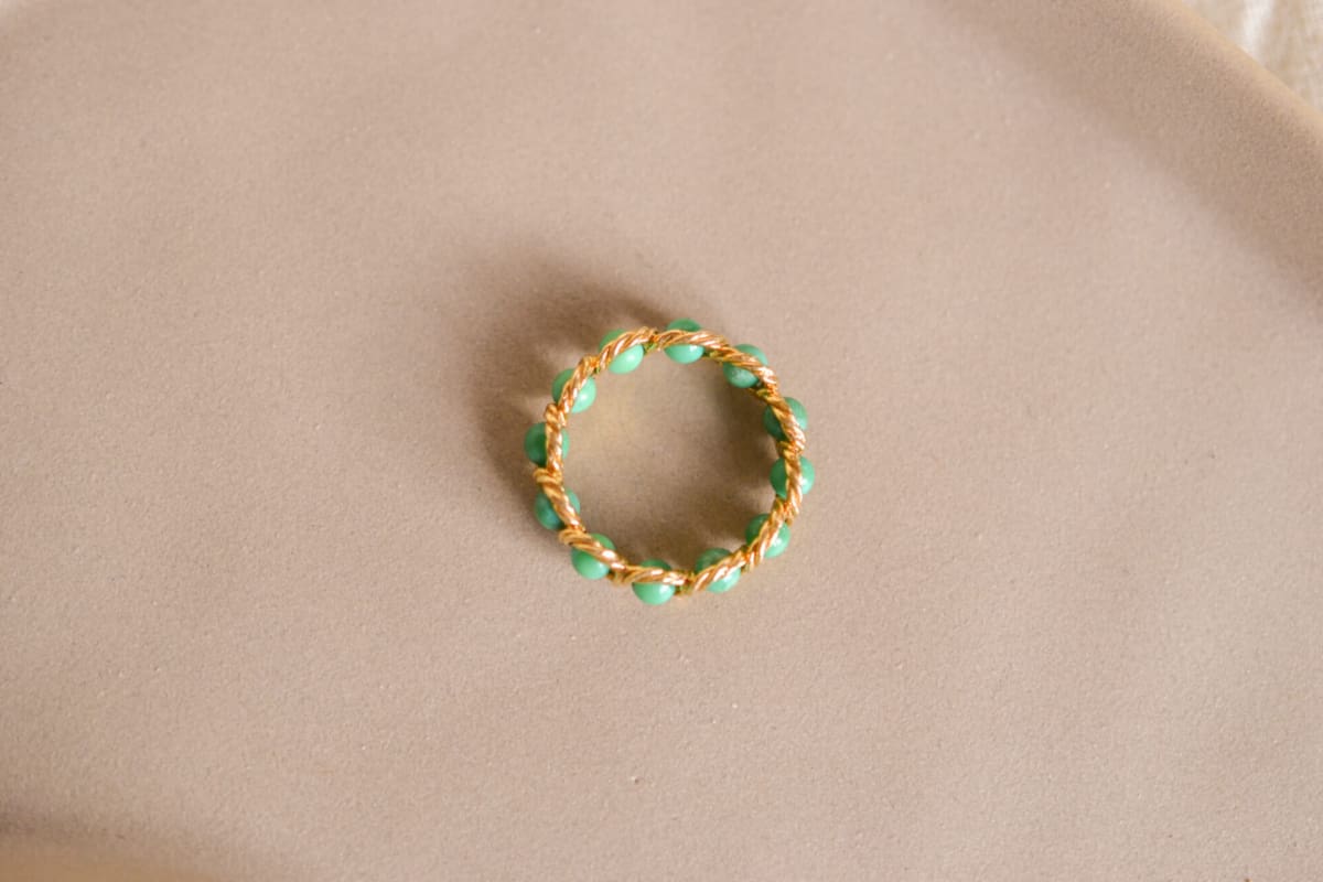 Bague en Or jaune 18 carats ornée de Turquoises