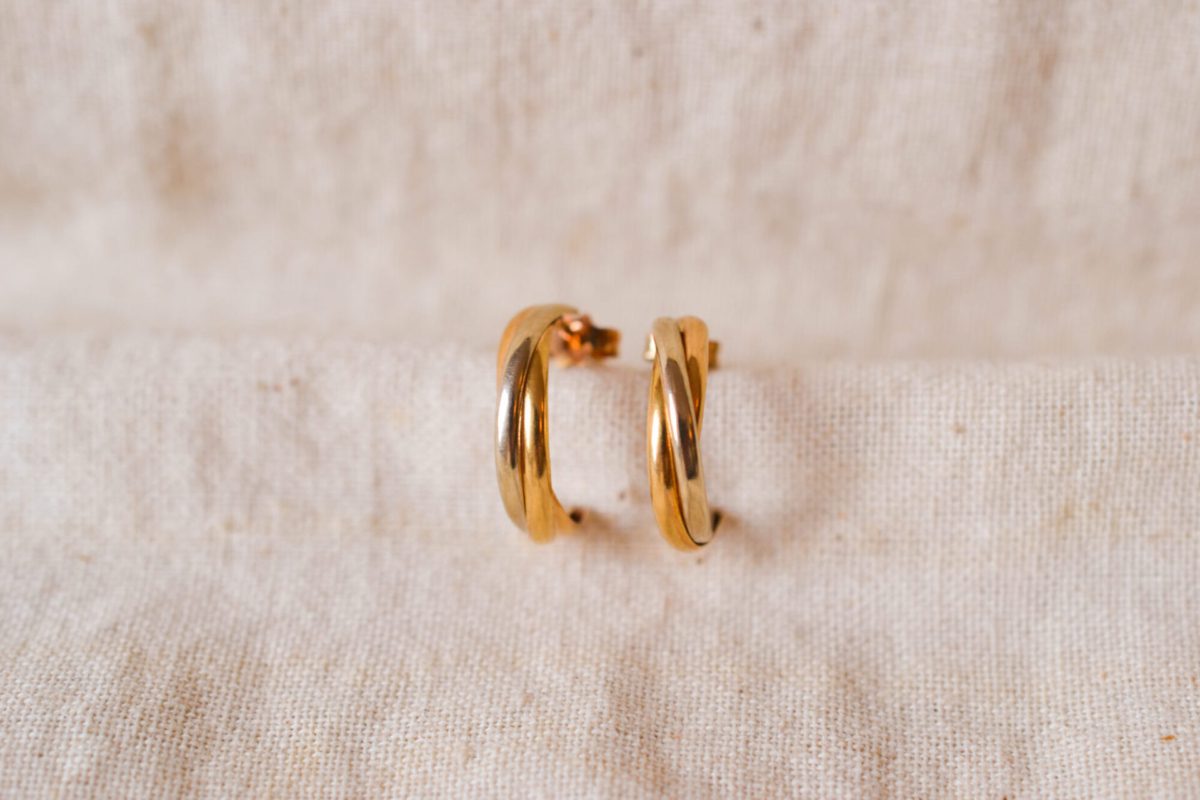 Créoles anciennes en Or jaune et Or blanc 18 carats