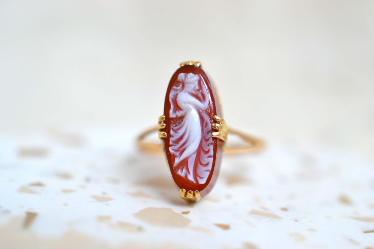 bague camee agate navette