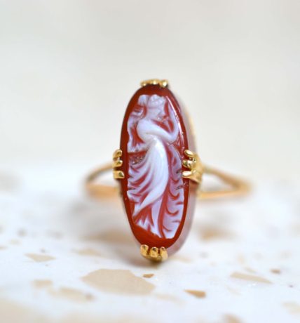 bague camee agate navette