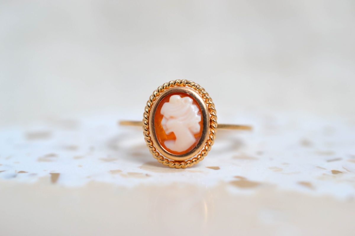 bague camee decor corde
