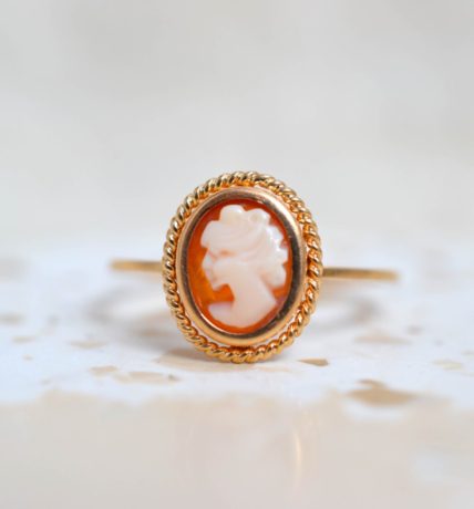 bague camee decor corde