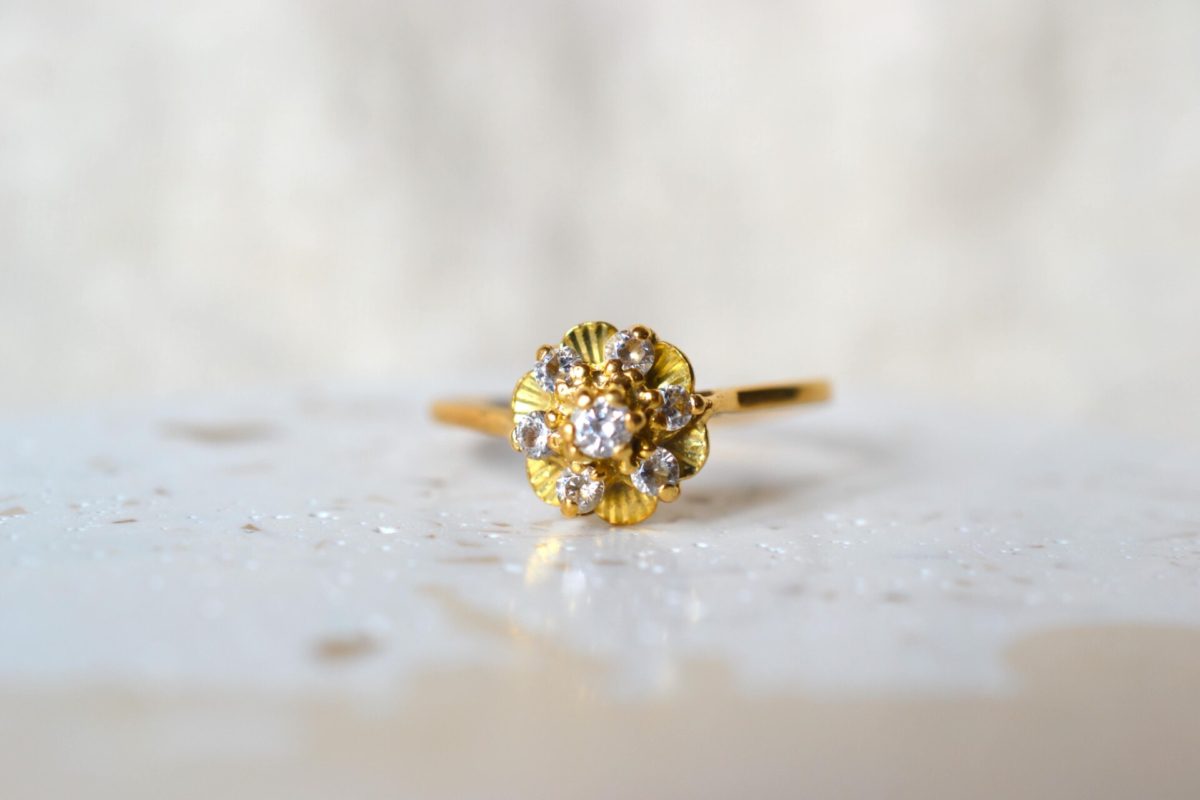 bague fleur striee oxydes