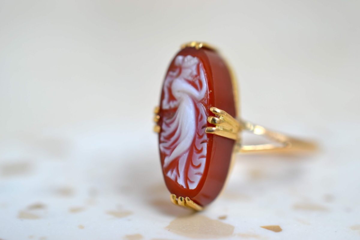 bague navette camee