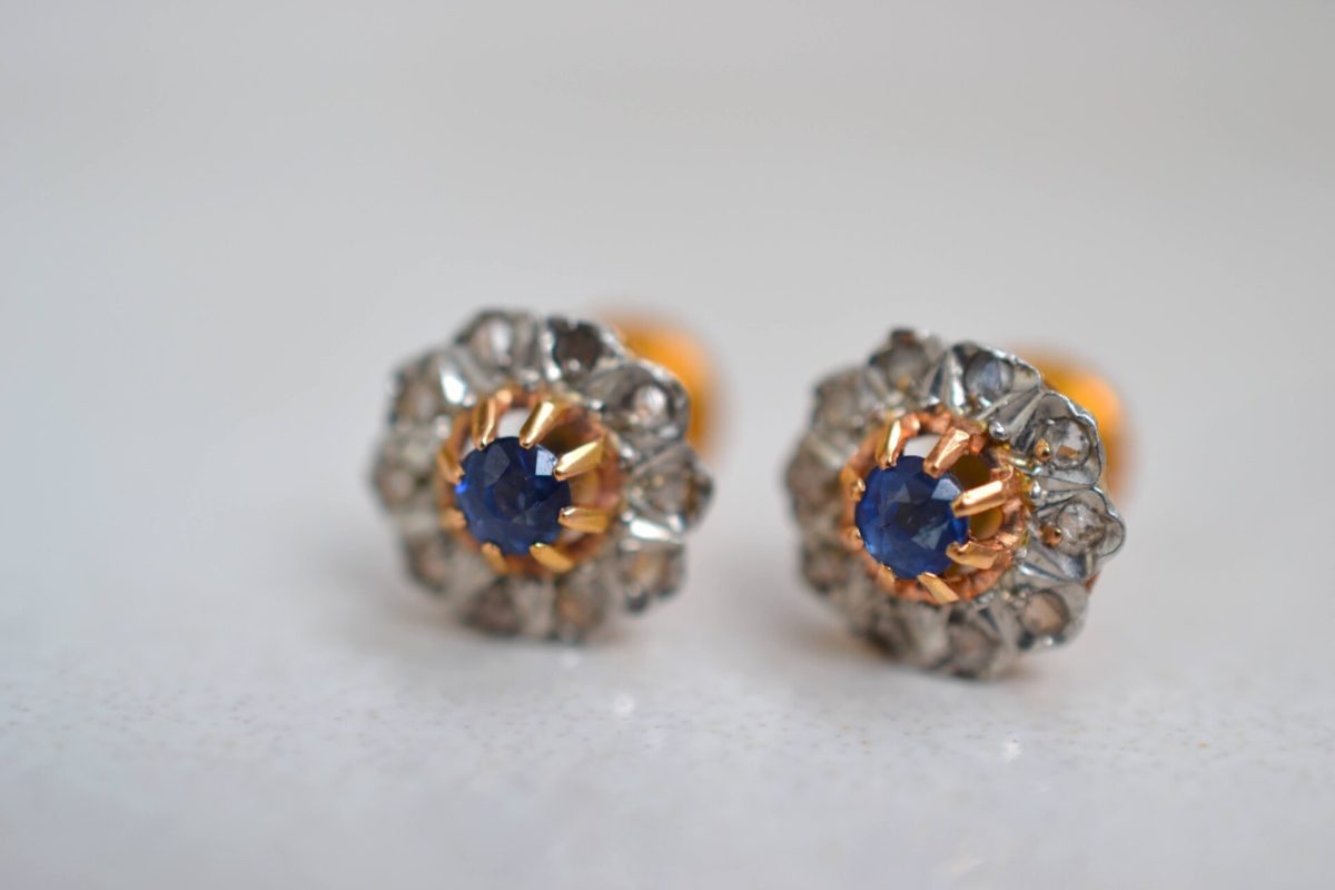 boucles d'oreilles saphirs et diamants