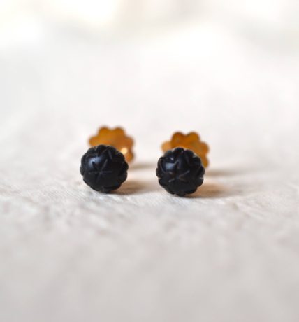 Puces d'oreilles Jais étoiles